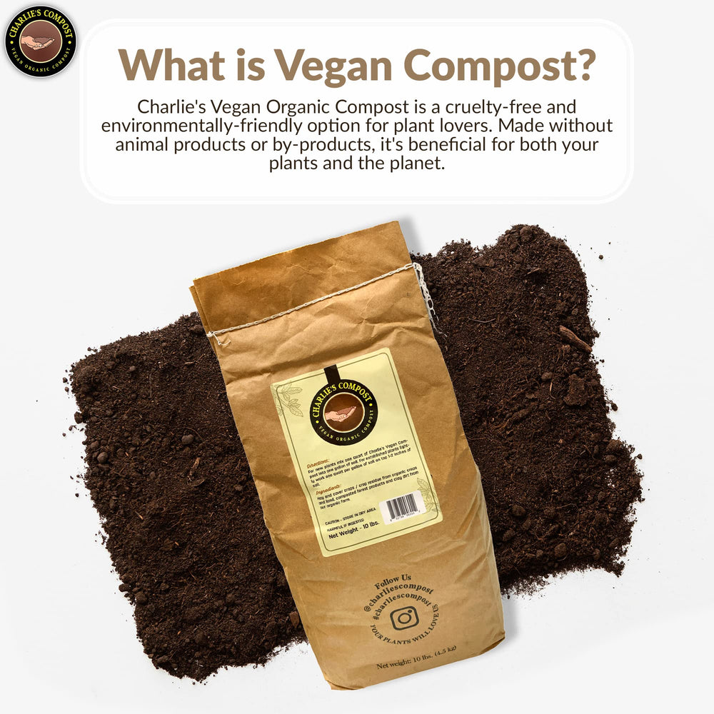 Charlie's Compost bag open with spoon for easy, no-mess application benefit