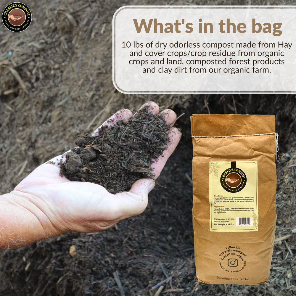 Charlie's Compost blended into potting mix improving water retention and aeration