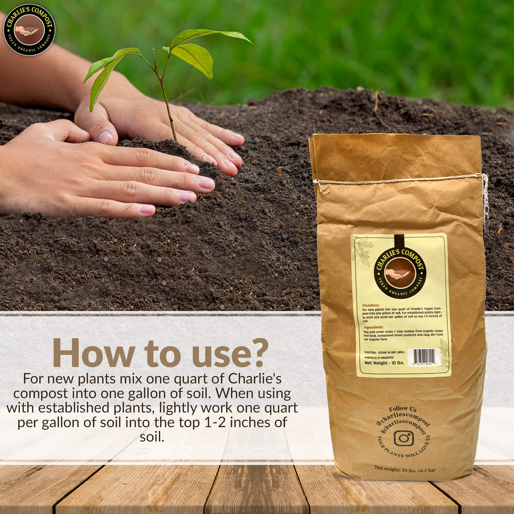 Charlie's Compost top-dressed on container plants to sustain moisture and nutrients