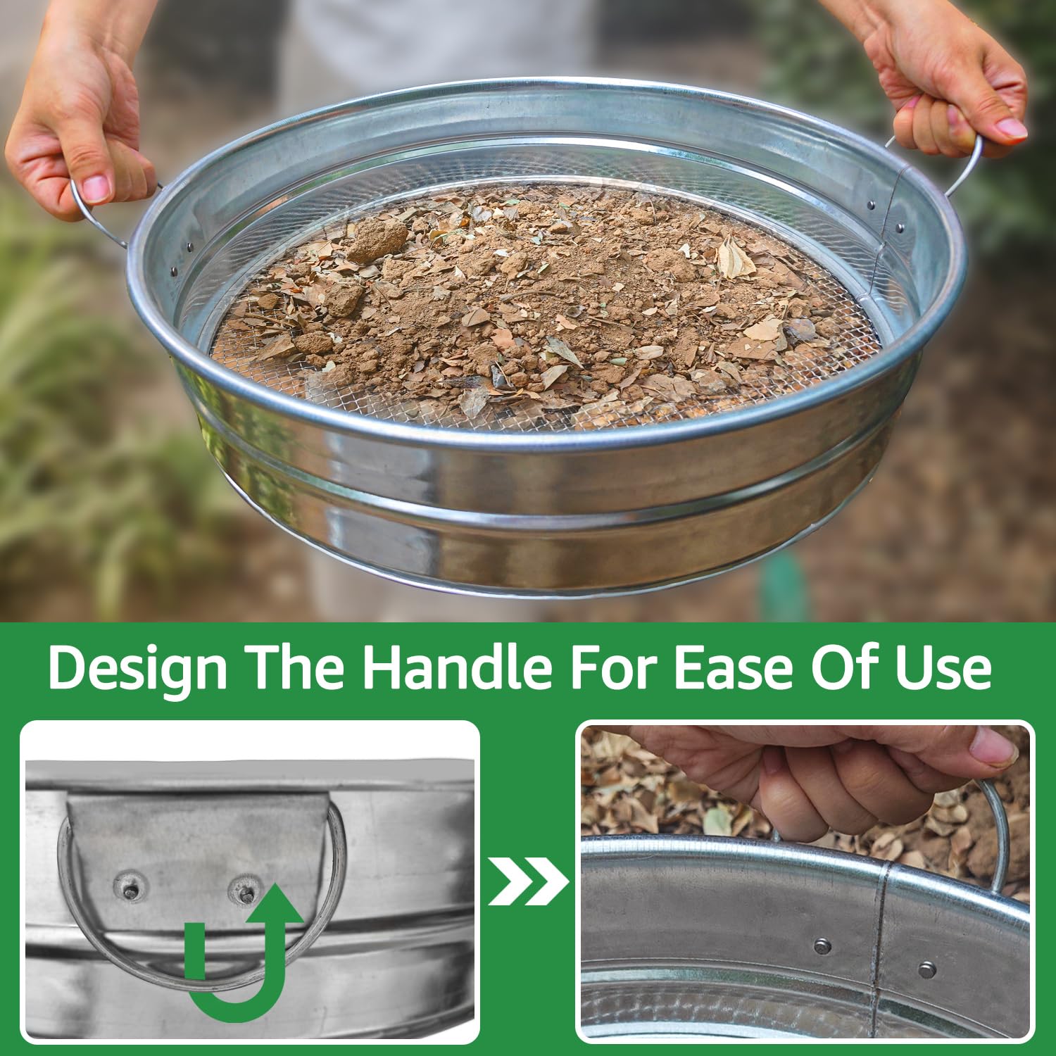 CHARMDECOR angled handle view highlighting ergonomic grip and easy-lift benefit