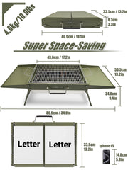 Charmline unfolded grill with food on grate showing cooking capacity