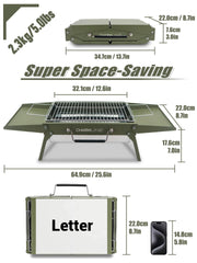Charmline unfolded with cooking grate in place demonstrating ready-to-use tabletop grilling