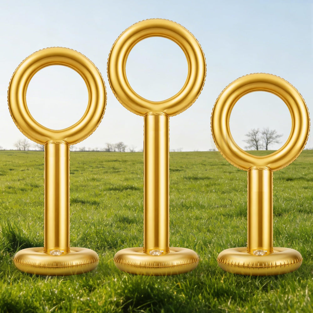 Charnoel front view of three gold hoops showing festive party impact