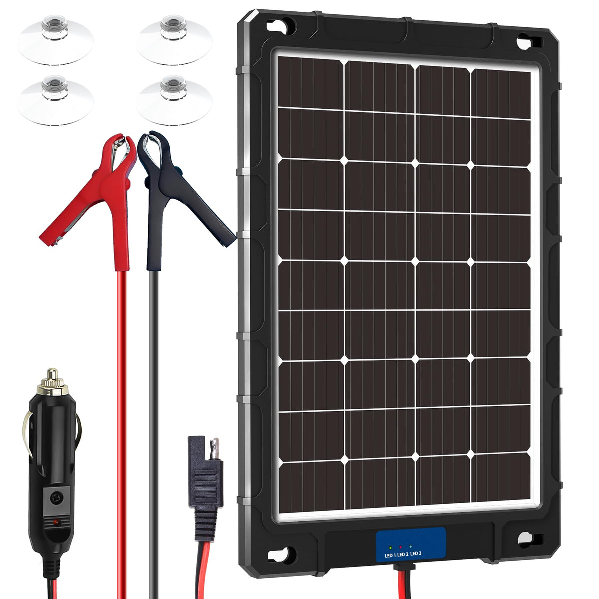 Chatbrid 20W solar panel front view showing cells and frame, reliable power generation