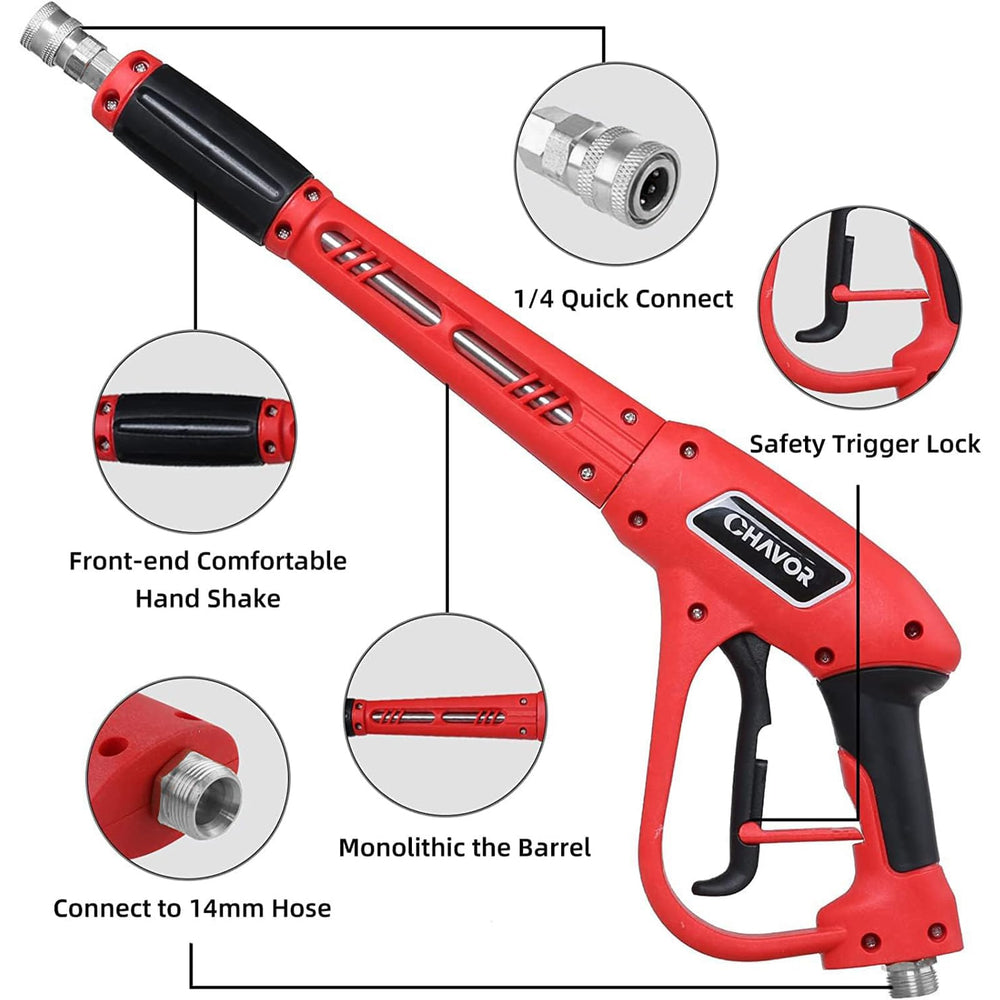 CHAVOR five color nozzle tips arranged showing versatile spray options for tasks