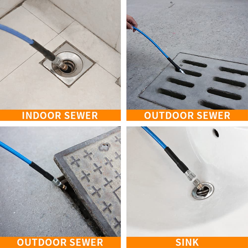 CHAVOR 50 ft hose laid out next to a person to show length and reach advantage