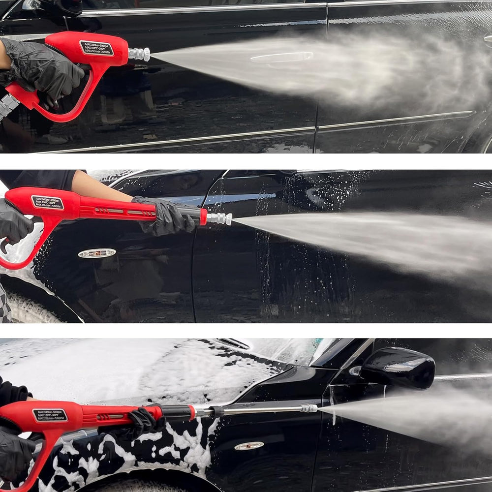 CHAVOR long wand in use cleaning gutter demonstrating extended reach and ladder-free safety