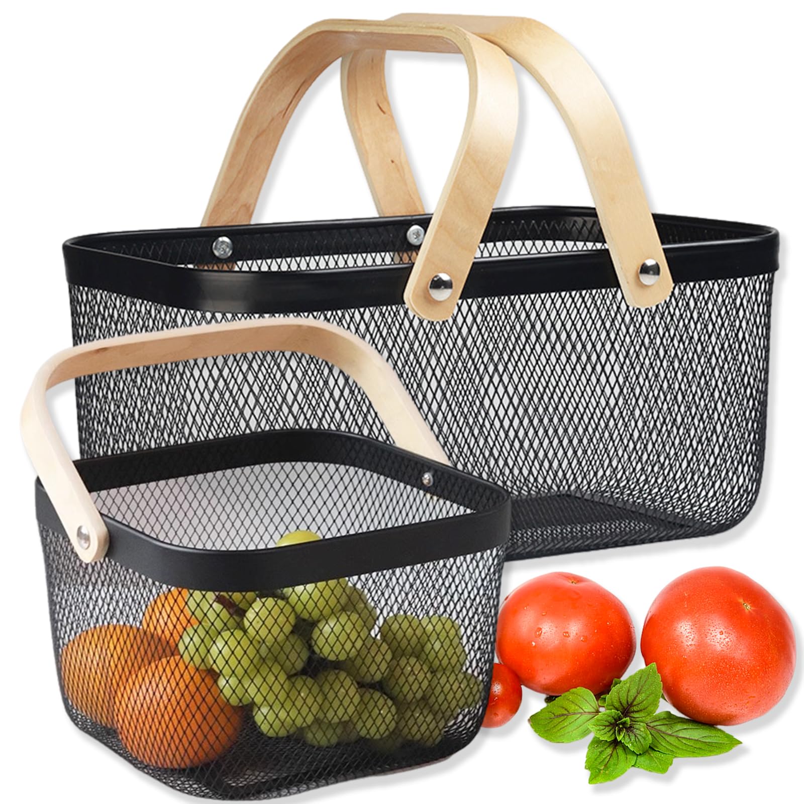 Cheardia front view of both baskets showing size difference and functional design