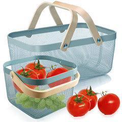 Cheardia front view of both blue mesh baskets showing durability and set contents
