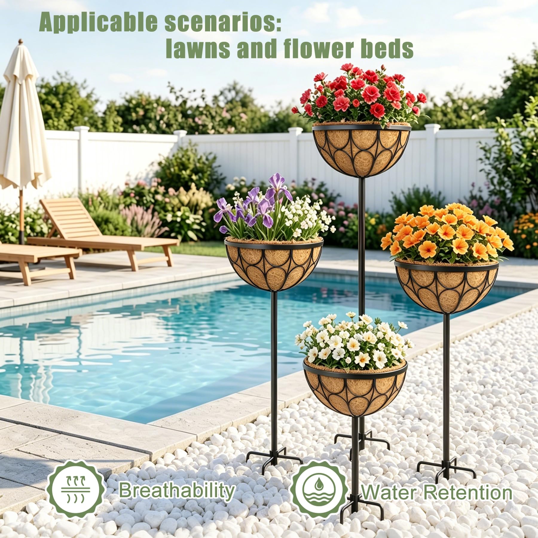 cheehigo baskets hanging on a patio creating layered decorative displays