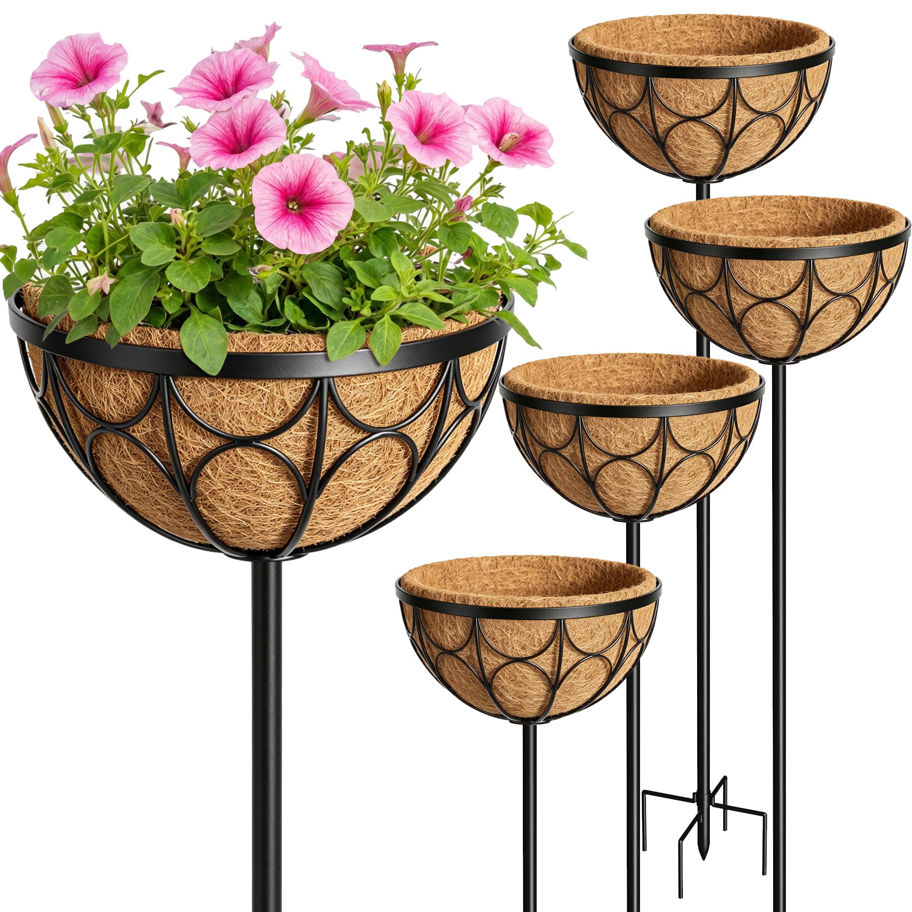 cheehigo front view showing all four baskets and stakes for instant curb appeal