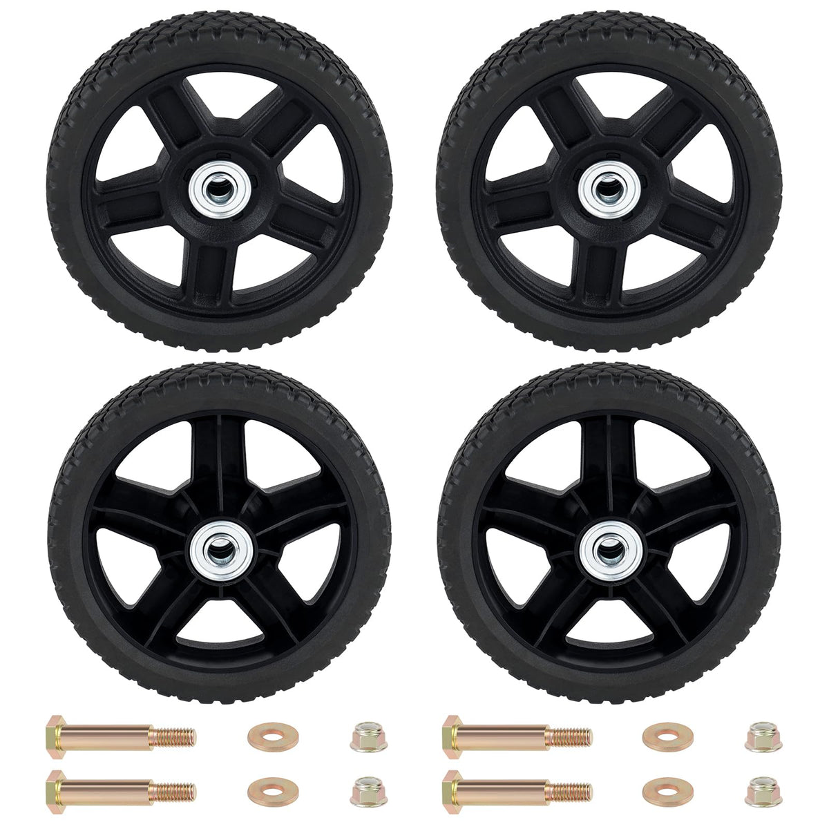 CheeMuii front view of four 7" wheels showing complete kit benefits