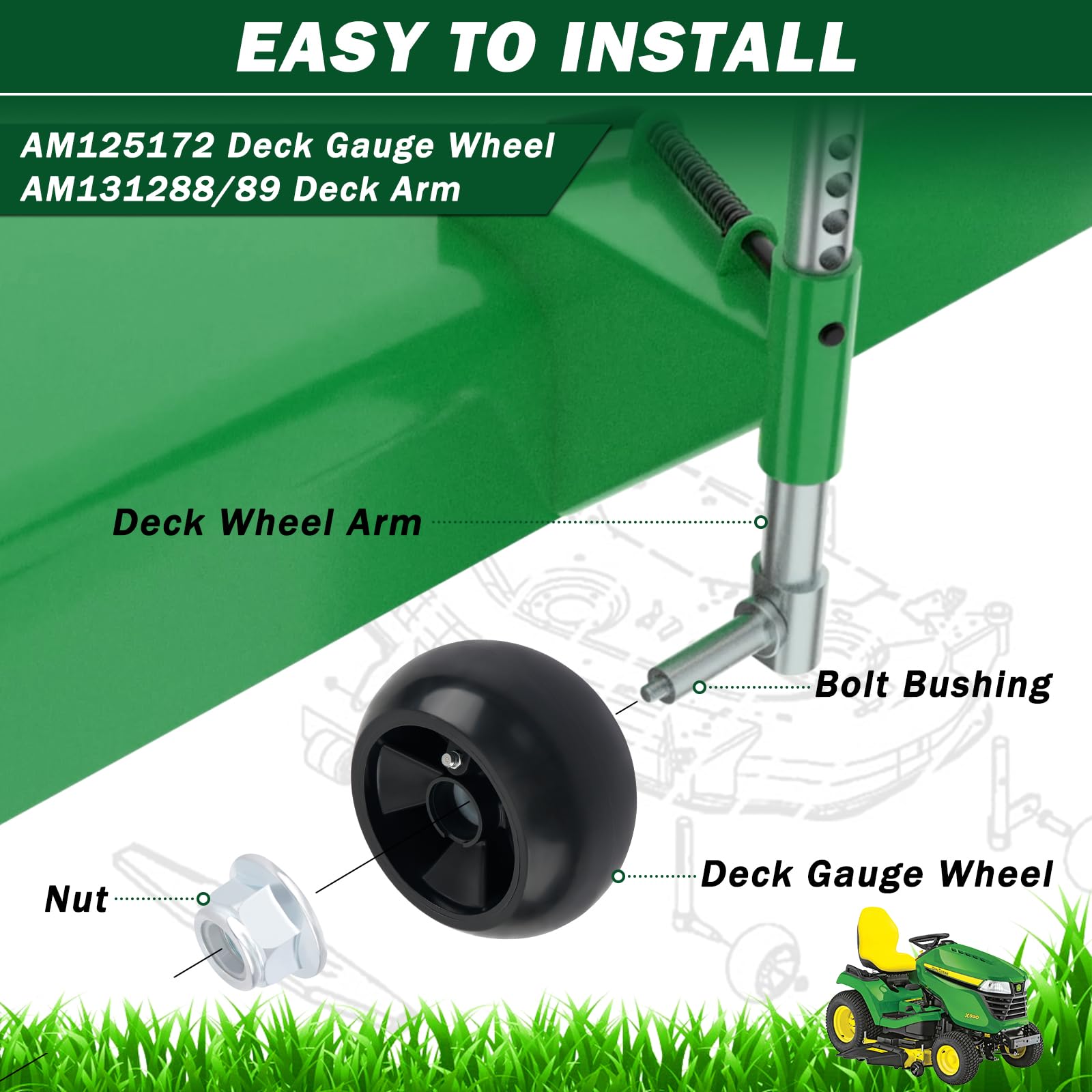 CheeMuii installed deck wheels and arms restoring mower deck stability