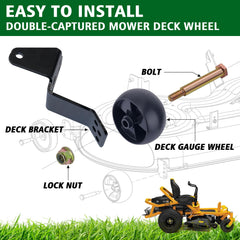 CheeMuii wheel installed on mower deck, restores consistent cutting height
