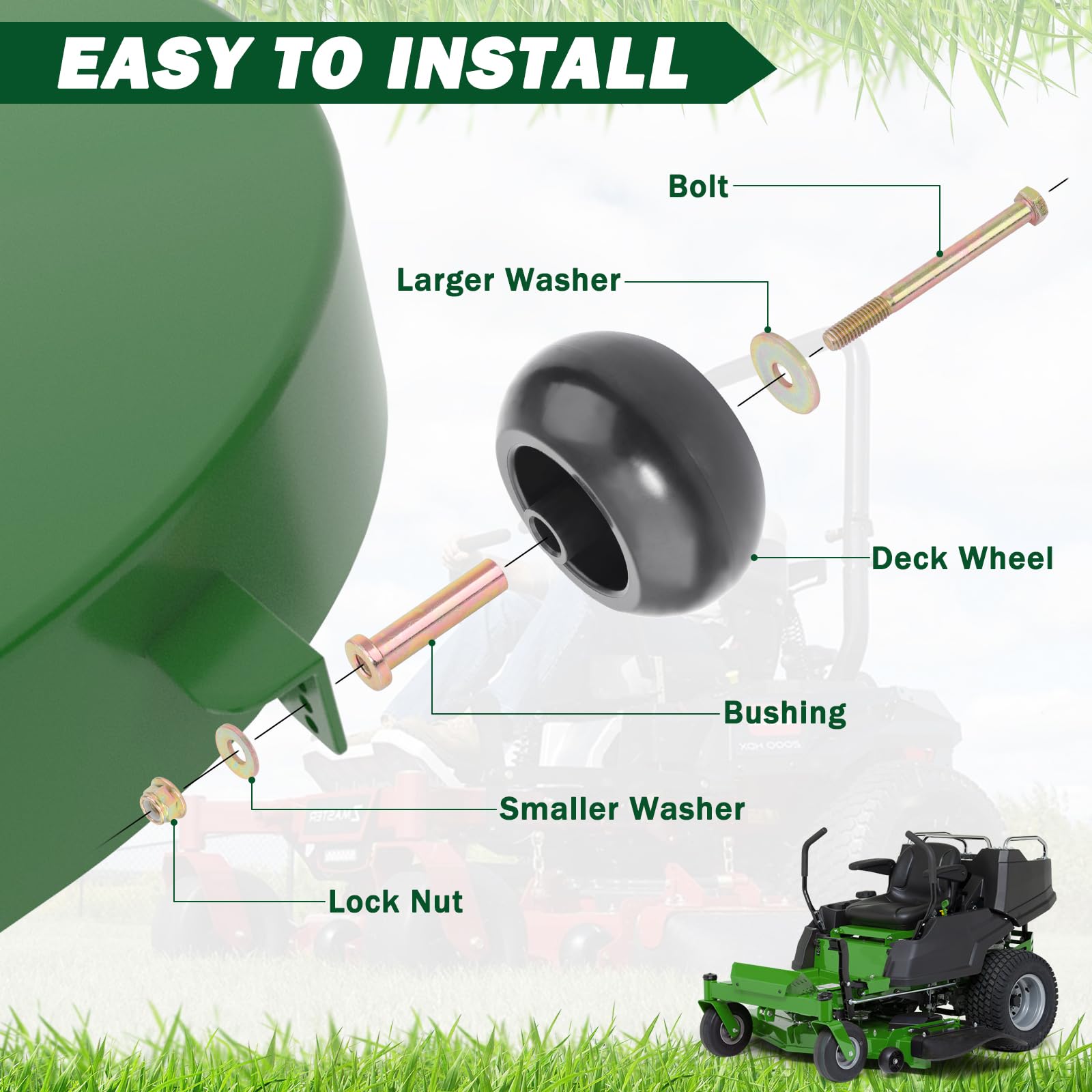 CheeMuii installed on mower deck demonstrating fit and smoother deck height control