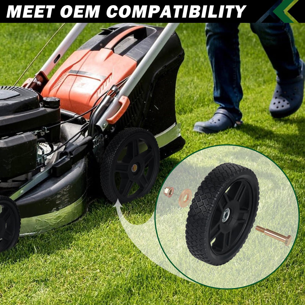 CheeMuii wheels fitted on garden cart in yard for everyday landscaping tasks