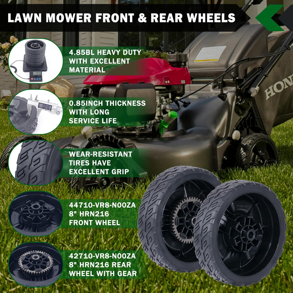 CheeMuii rear wheel close-up showing durable plastic and 8-inch diameter for better traction