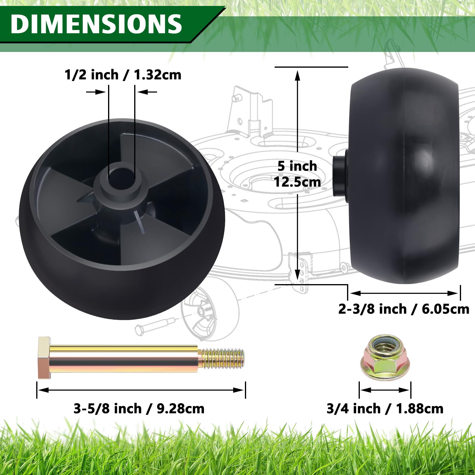 CheeMuii 5-inch wheel next to tape measure, accurate size verification