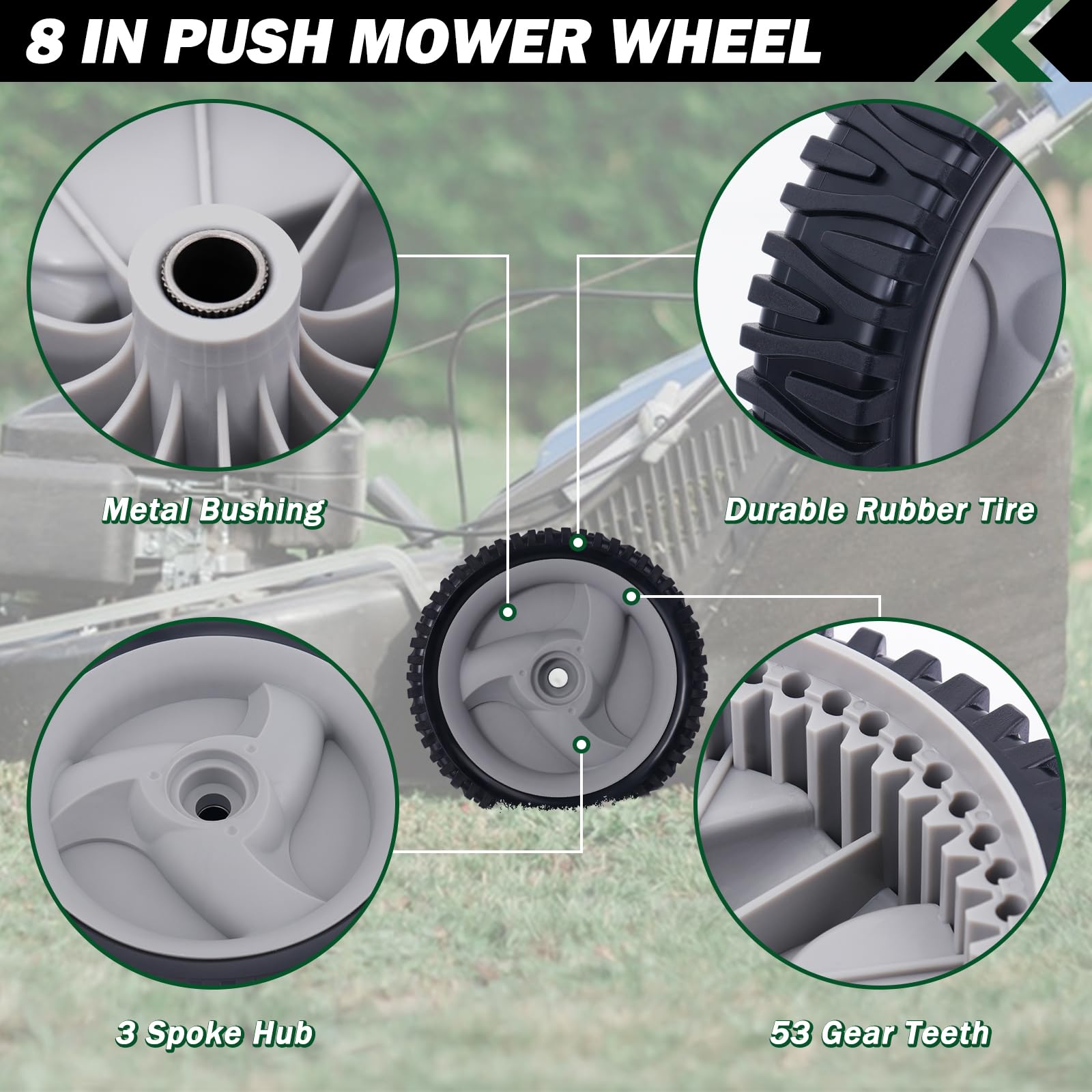 CheeMuii close-up of plastic 53-gear hub showing durable engagement