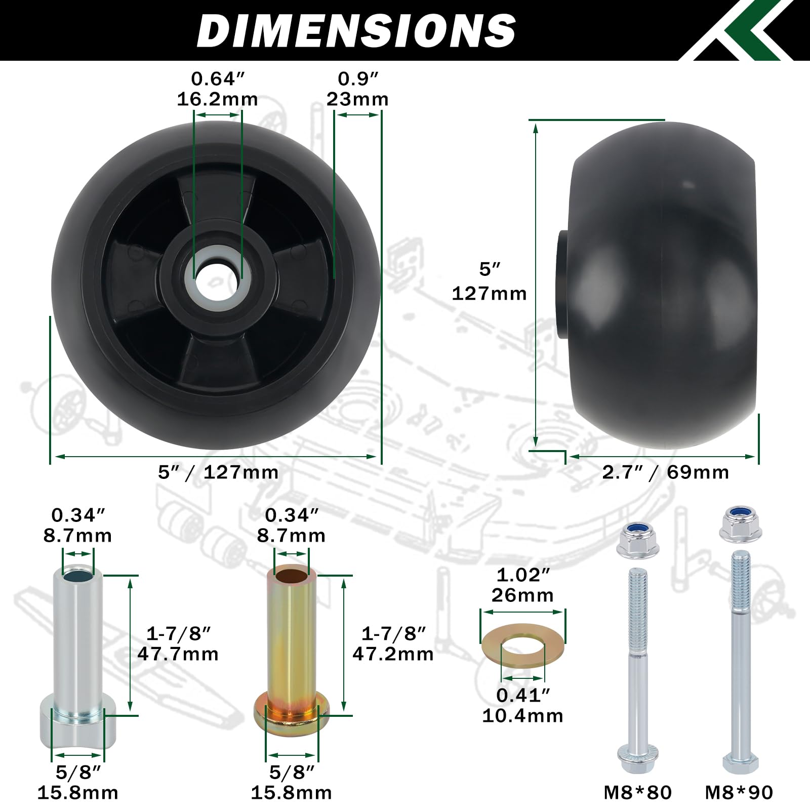 CheeMuii wheel side profile with measurements for accurate size and fit verification
