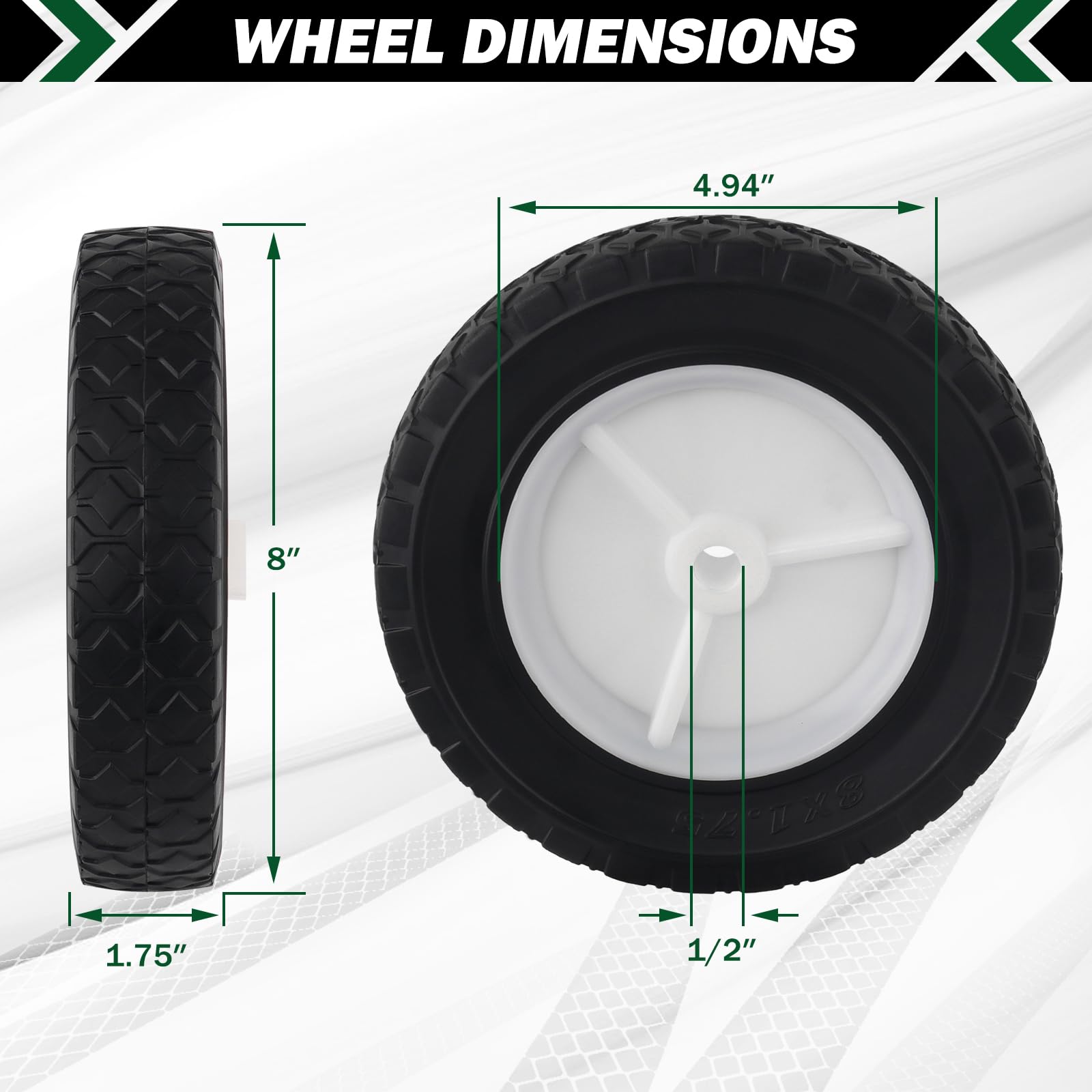CheeMuii wheel beside ruler showing 8-inch diameter for quick size check benefit