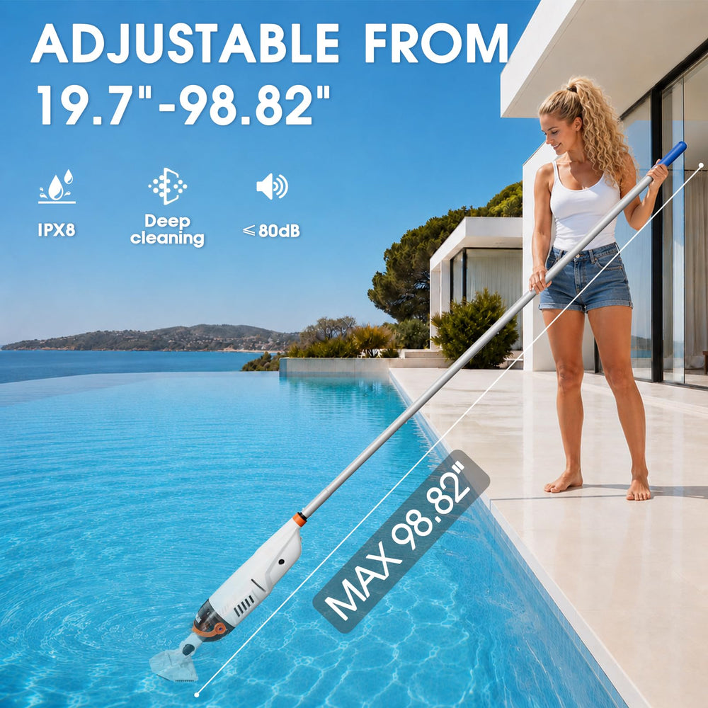 Cheerclean extension pole attached for deep-reach cleaning and leverage