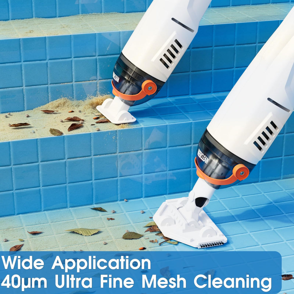 Cheerclean vacuum in use on spa steps for precise corner and edge cleaning