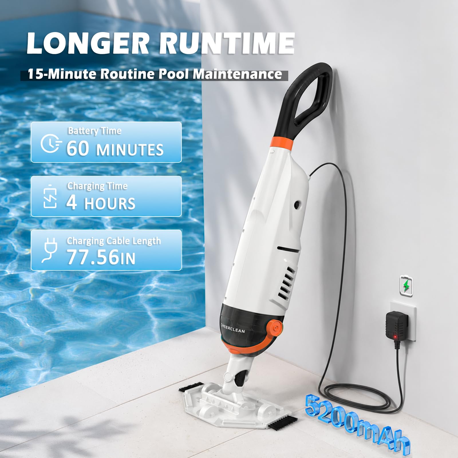 Cheerclean vacuum head inlet showing wide suction opening for powerful pickup