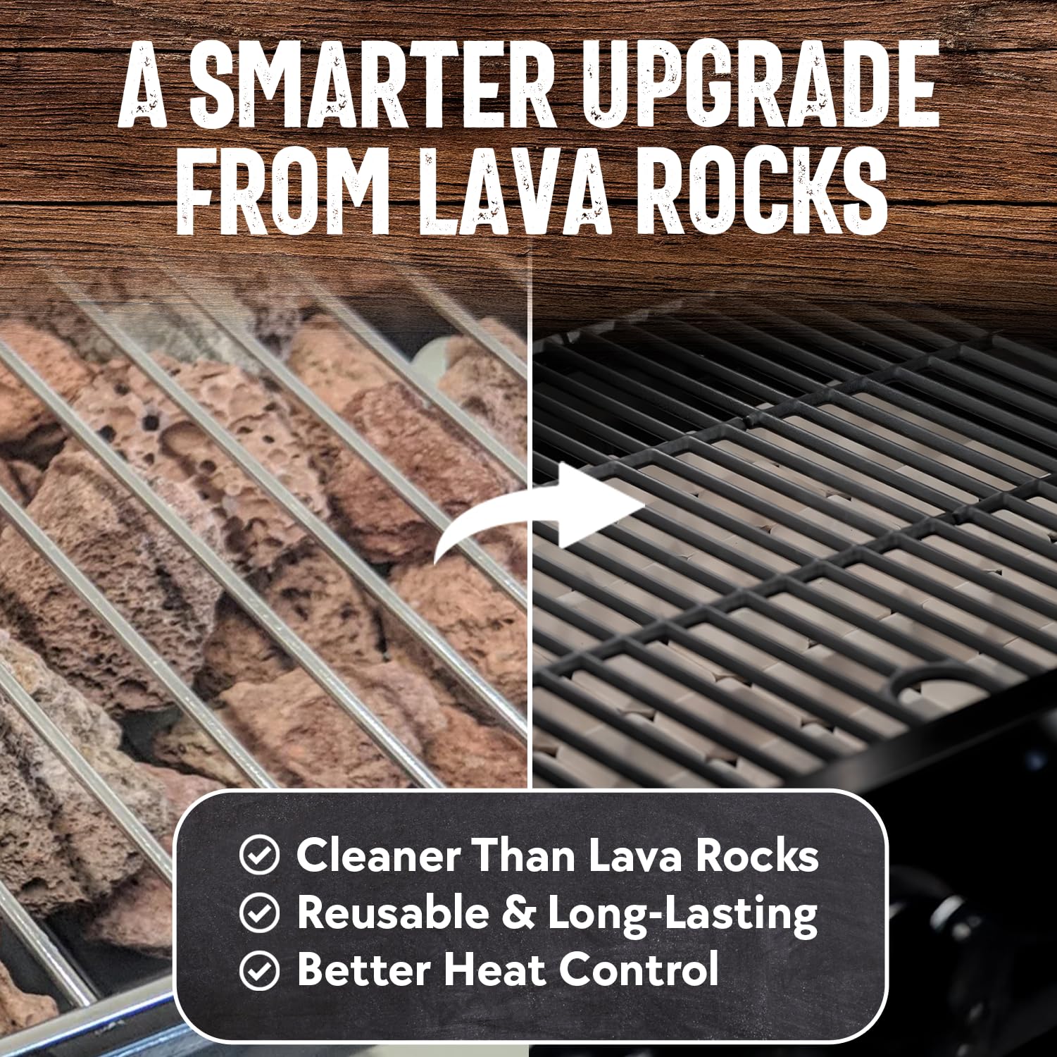 Chef Master briquettes with light ash after cooking for easy cleanup