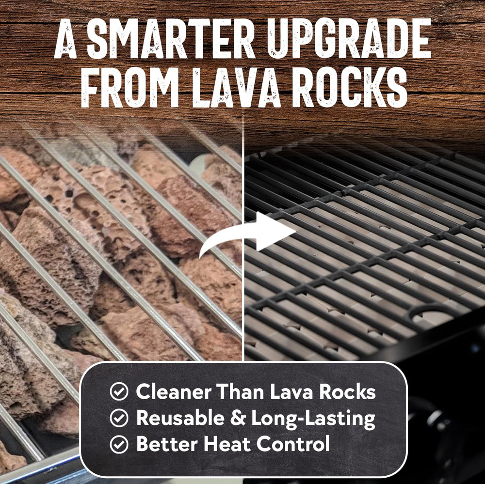 Chef Master briquettes with light ash after cooking for easy cleanup