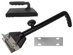 Chef Master front view of scraper showing wide blade for faster cleaning