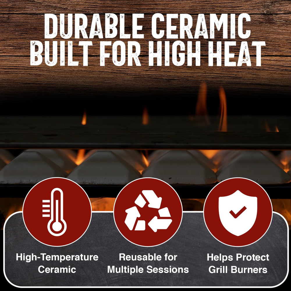 Chef Master briquettes under searing steak reducing flare-ups benefit