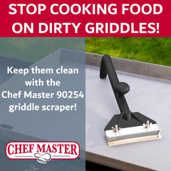 Chef Master scrubber pad with handle showing textured surface for residue removal