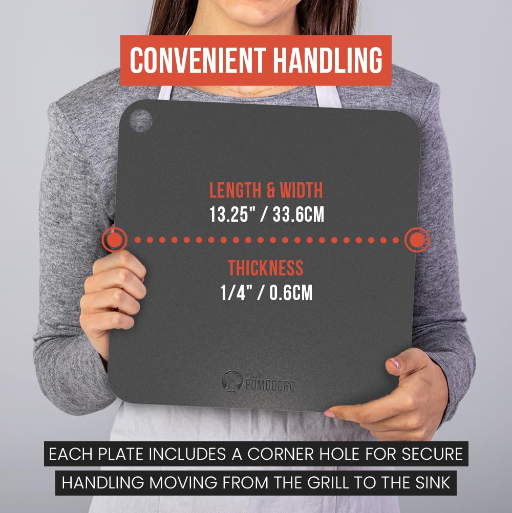 Chef Pomodoro finger hole detail for safe handling and convenient hanging storage