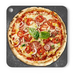 Chef Pomodoro front view of 13x13 pizza steel showing sturdy shape and heat-ready surface