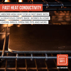 Chef Pomodoro pizza steel in oven with pizza for fast, evenly blistered crusts