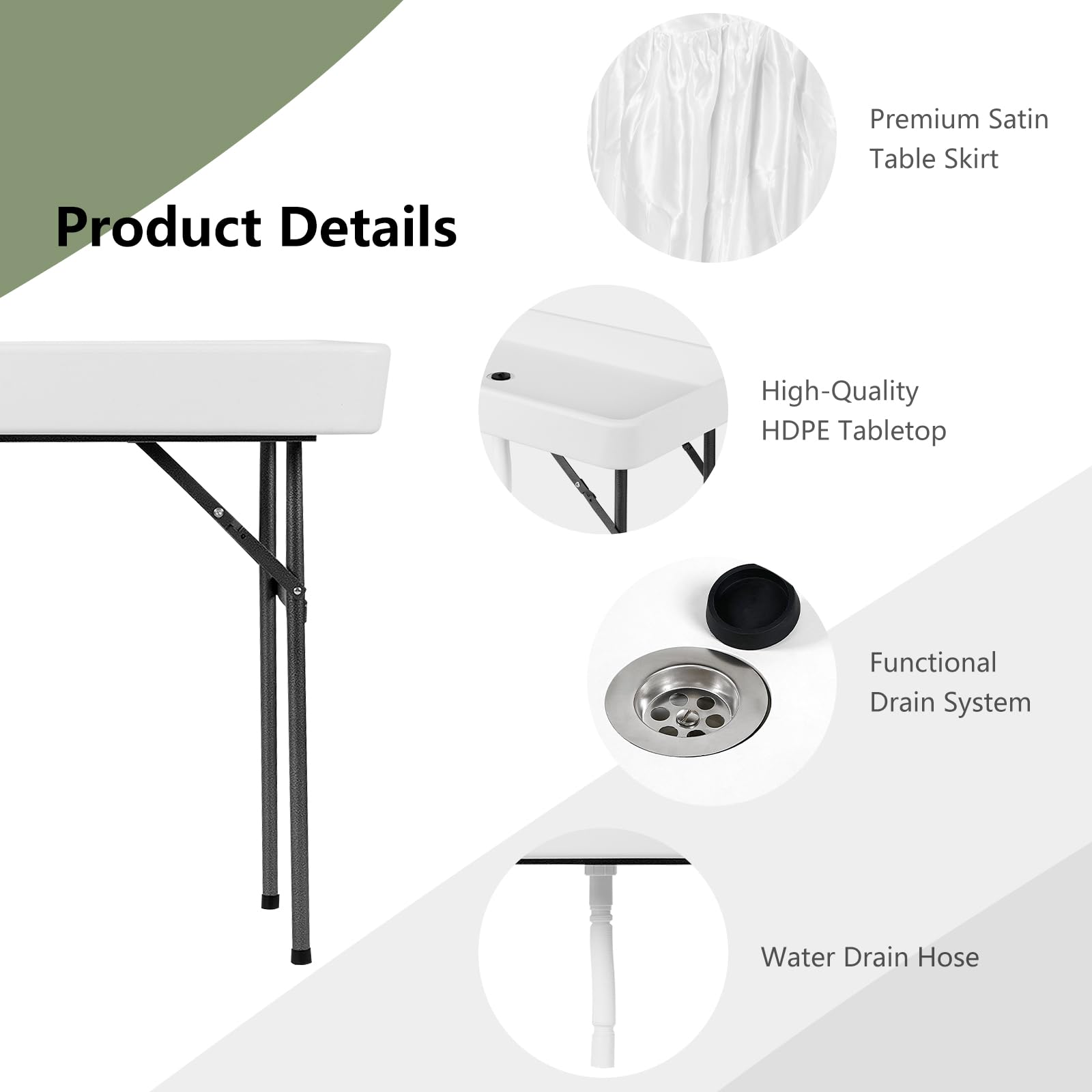 CHEFJOY powder-coated metal legs and foot pads providing stable support benefit