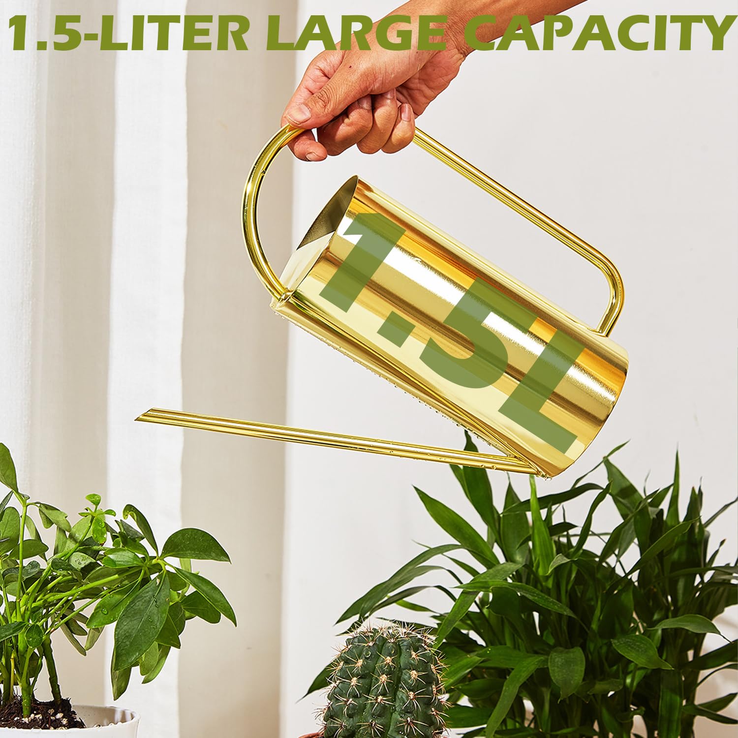 Chemlliy long spout close-up highlighting precise soil watering and splash prevention