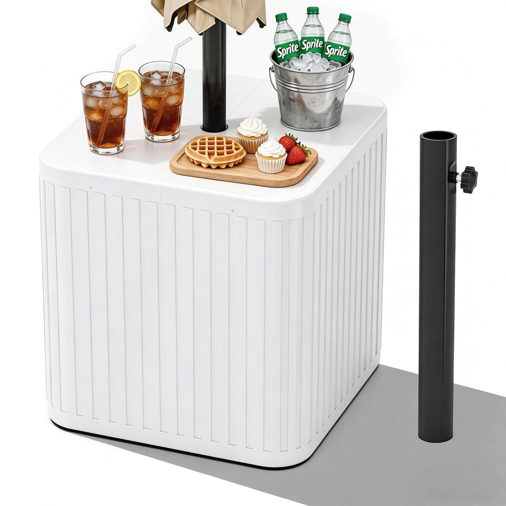 CHENG RONG front view showing table with umbrella and stable base benefit