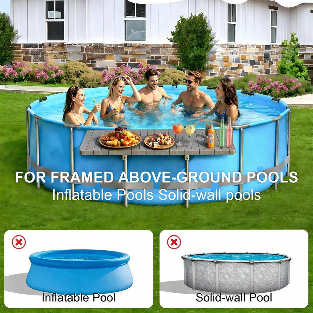 CHENG RONG table in use with drinks and snacks for convenient swim-up access