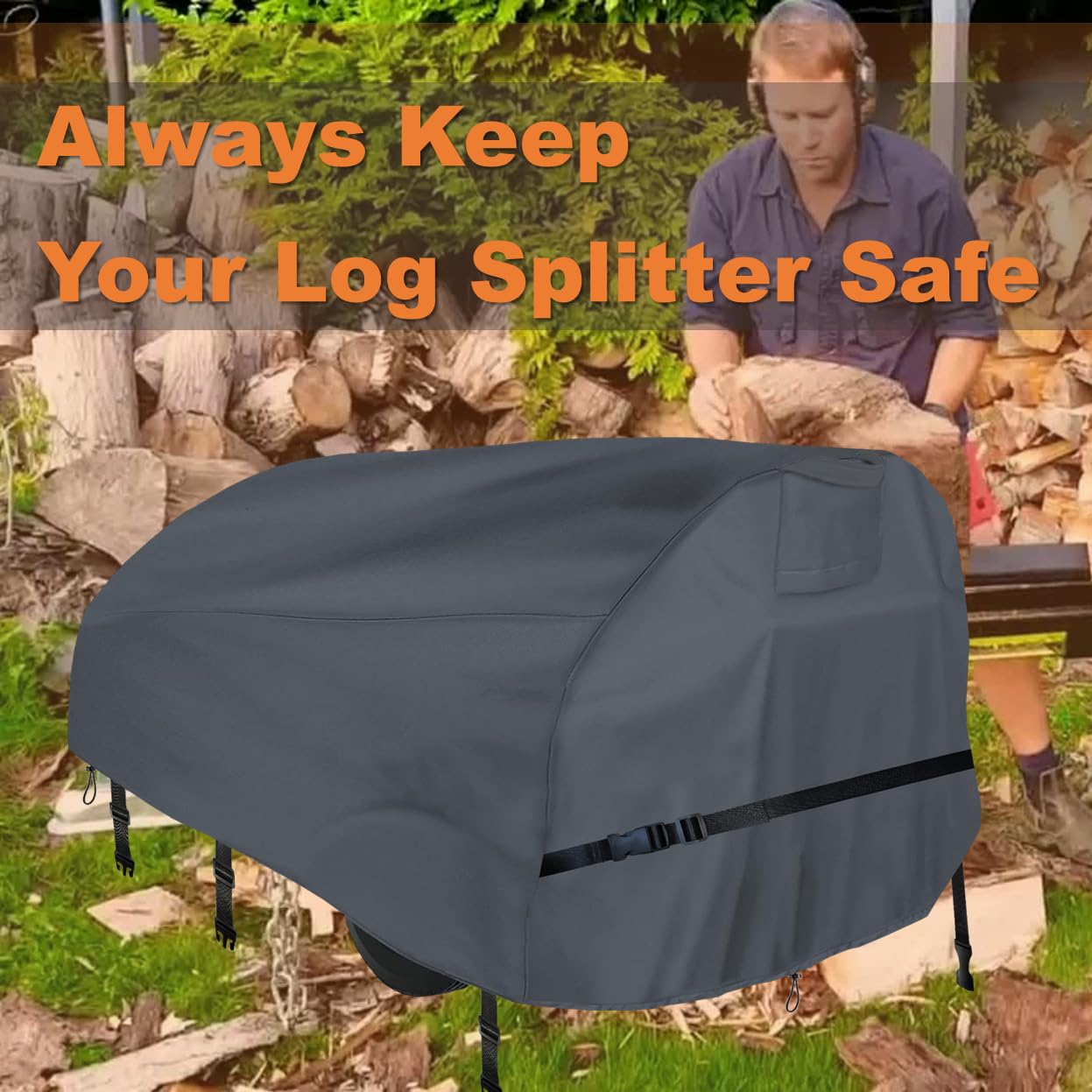 CHENGNAN cover on a log splitter in backyard, keeps equipment clean and dry benefit