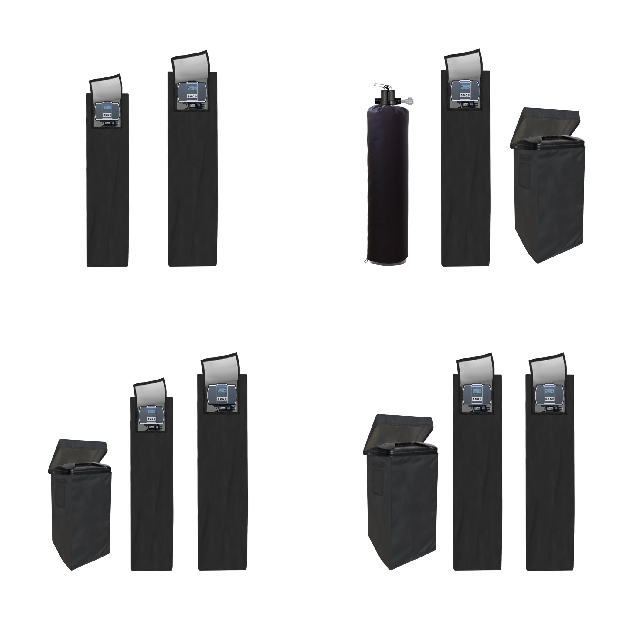 CHENGNAN Water Softener Tank Cover 64"H x 14"D Black — 600D Weatherproof, Venting Window