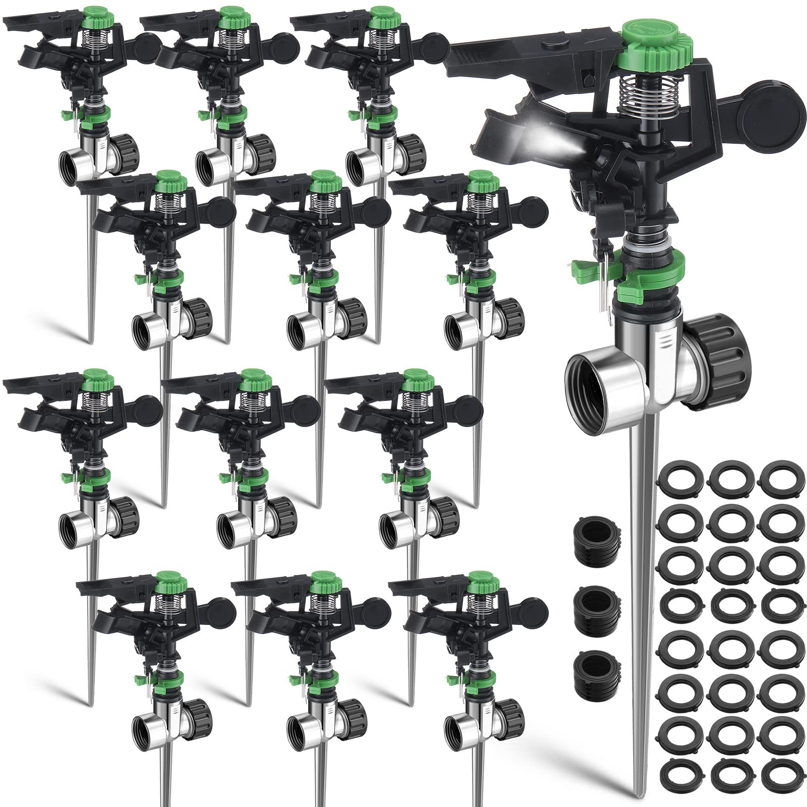 CHENGU front view of 12-pack sprinklers showing compact storage and value