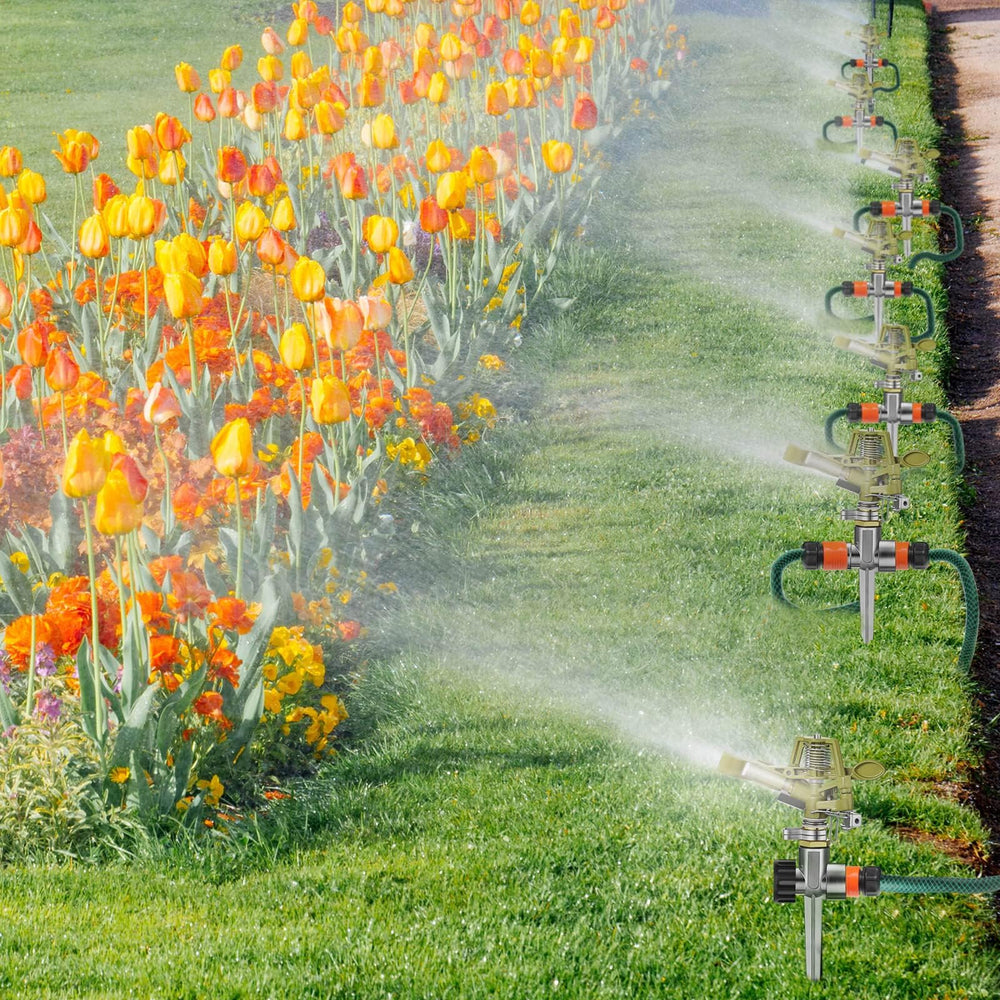 CHENGU sprinklers connected in series illustrating expanded coverage for large-area irrigation