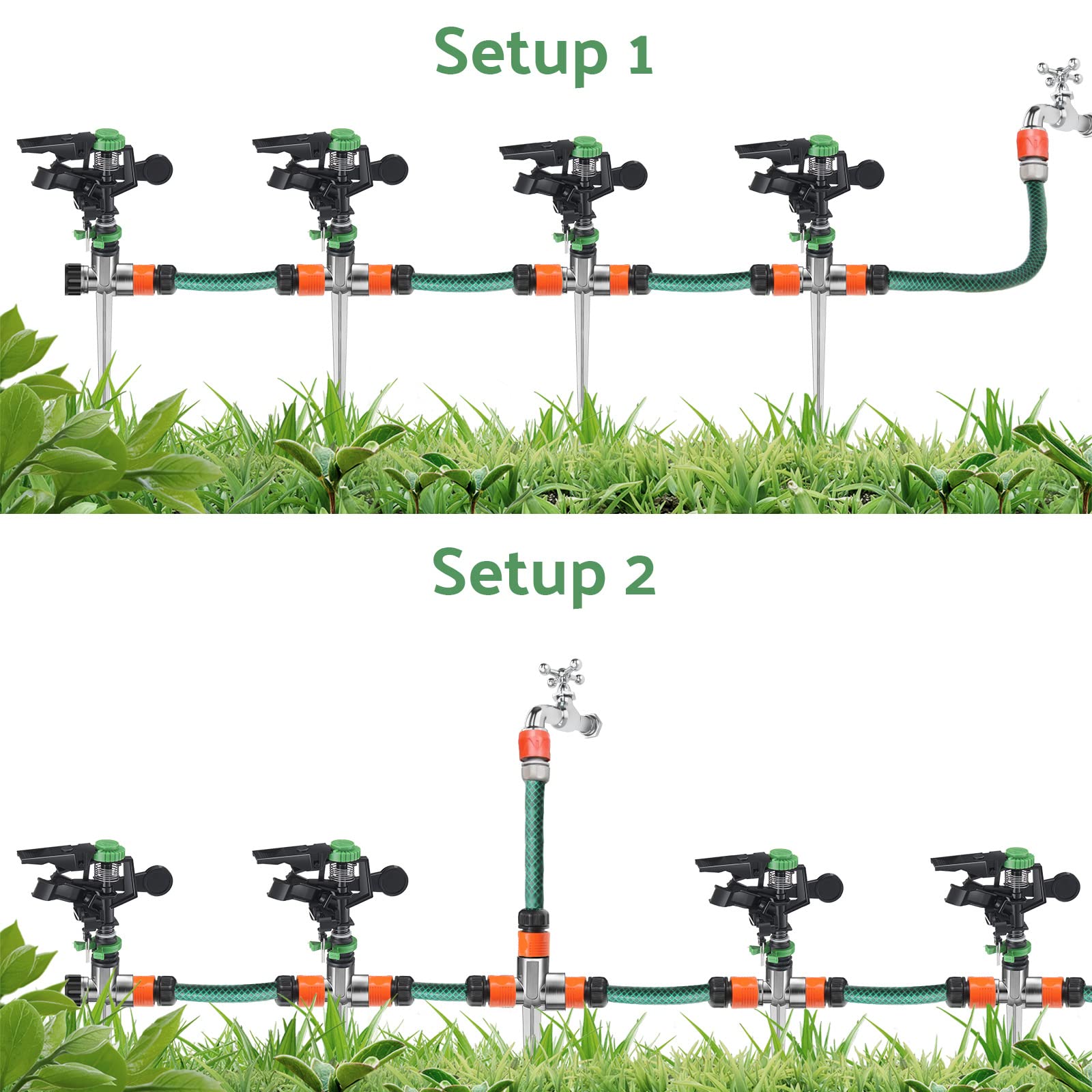 CHENGU sprinkler operating on lawn showing even large-area irrigation