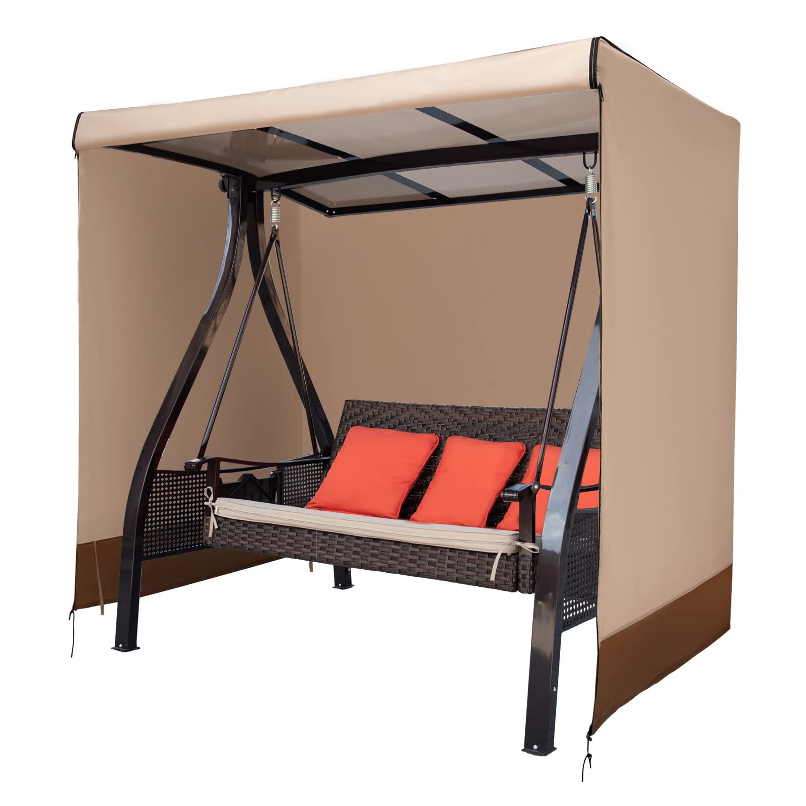 CHENGWEI front view covering a three-seater swing showing full-weather protection