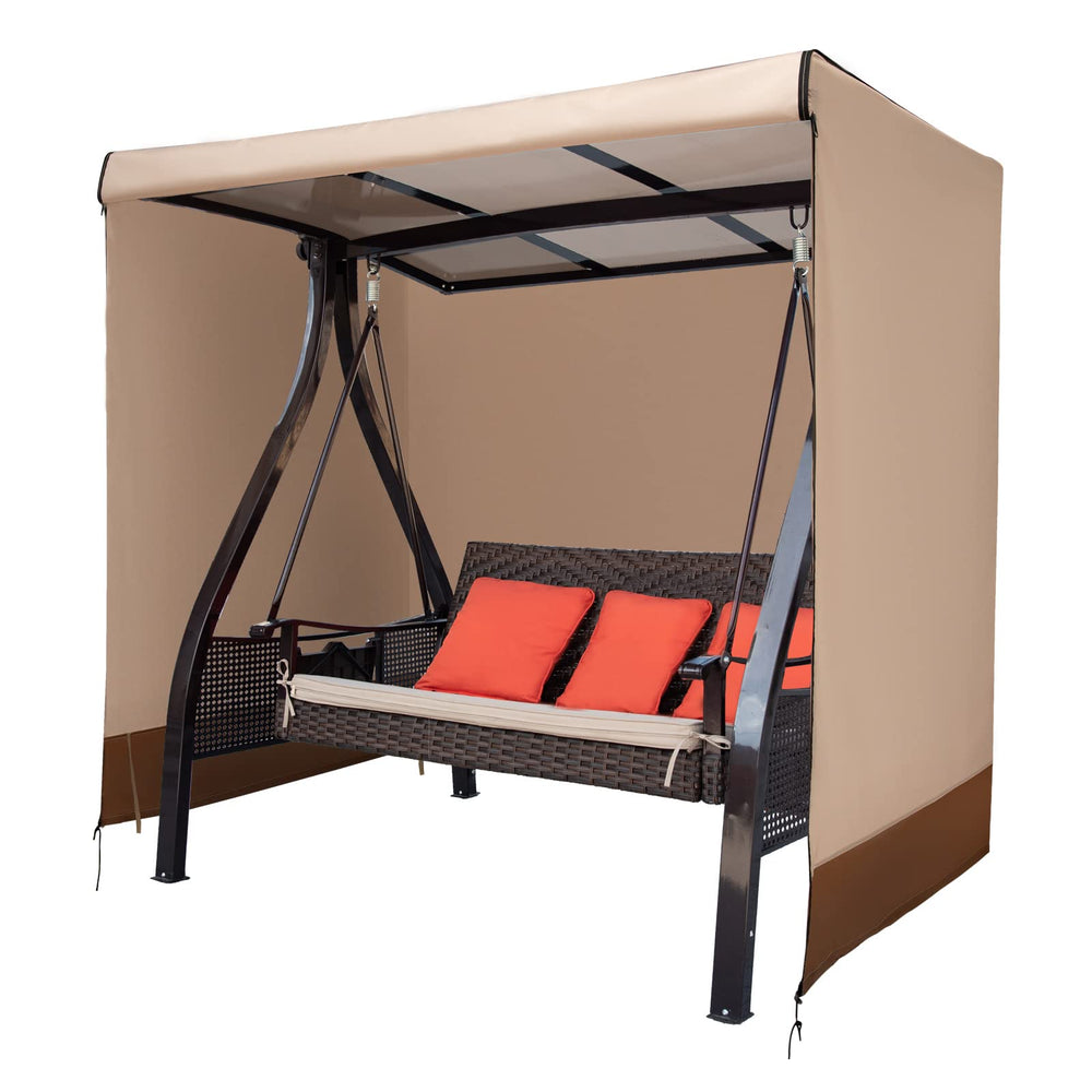 CHENGWEI front view covering a three-seater swing showing full-weather protection