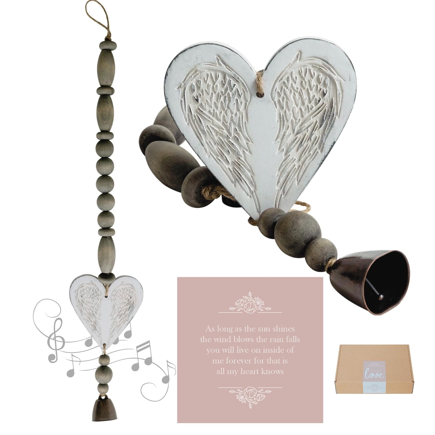 Cherish Gift Co. front view of white memorial wind chime offering lasting comfort