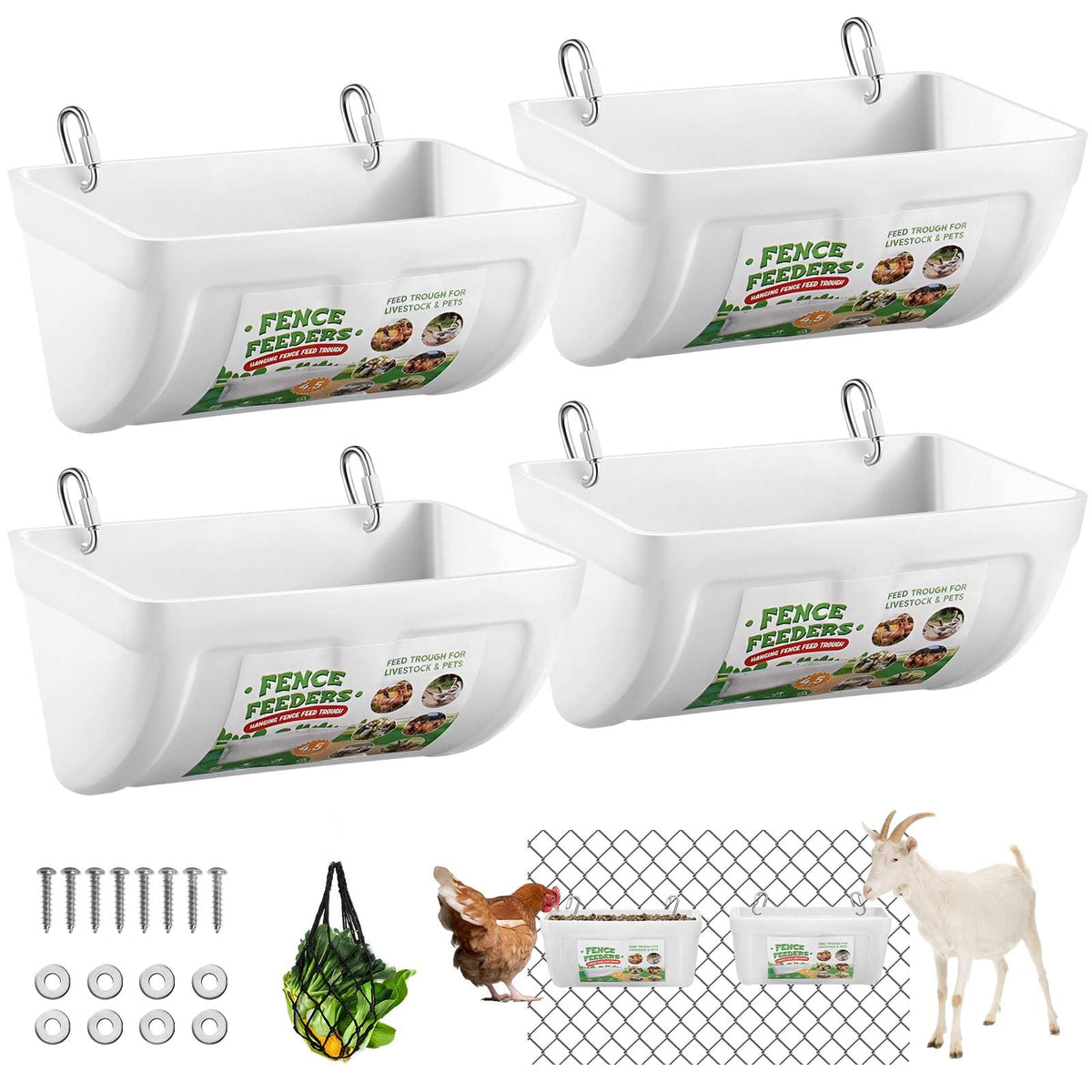 Chewoof front view hanging feeder showing tidy elevated feed access and easy refill