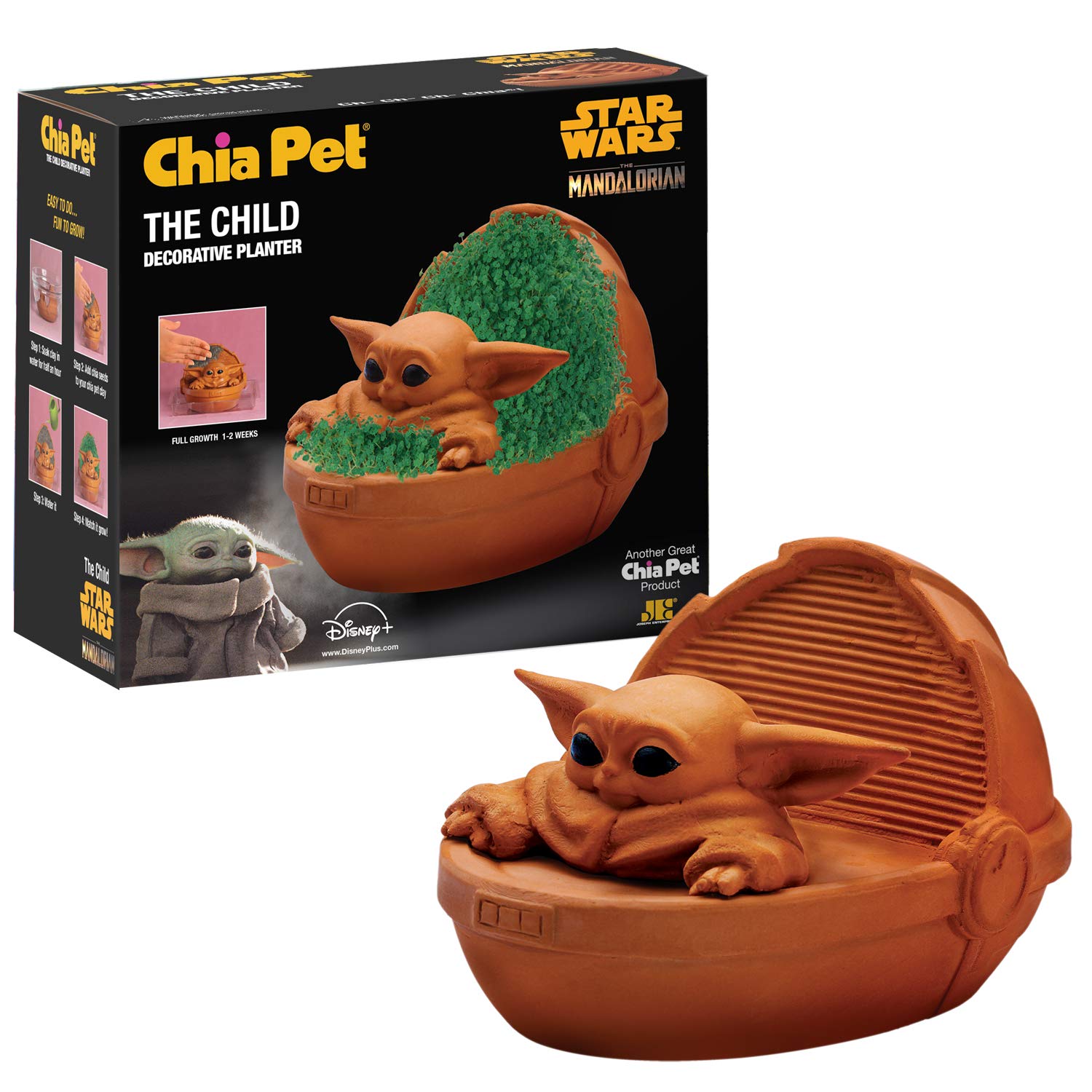 Chia The Child front packaging showing box and included seed pack, Chia brand novelty gift